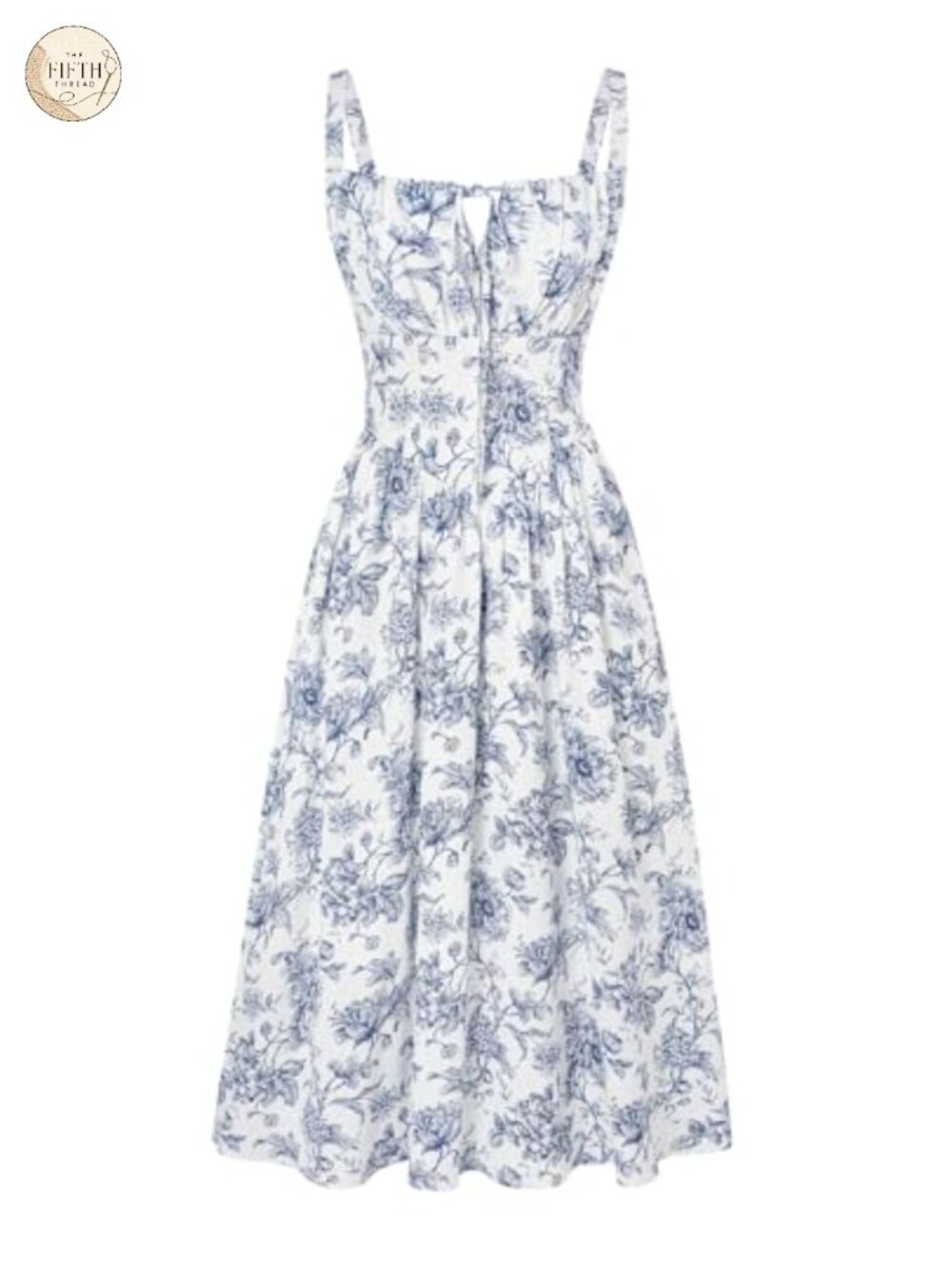 Floral Corset Midi Dress with Pockets Square Neck Sleeveless Summer